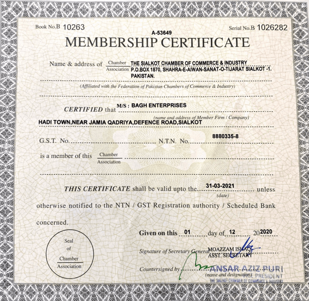membership certificate