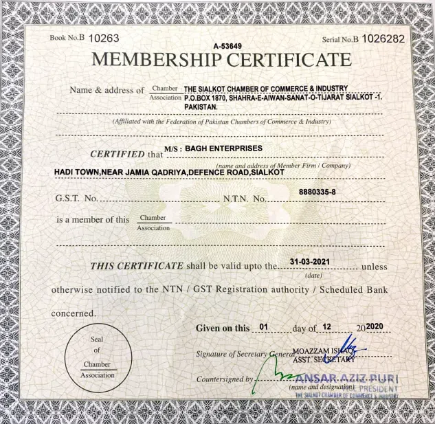 membership certificate
