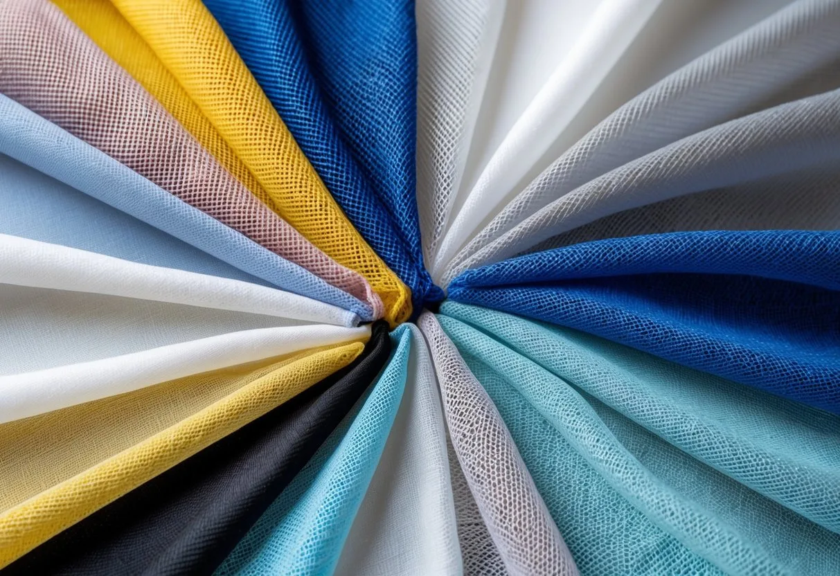 A collection of 29 different nylon mesh fabric samples displayed on a neutral background.