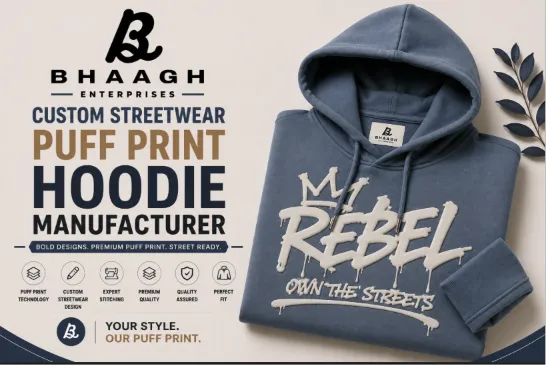 Baagh Enterprises Custom streetwear Puff Print Hoodie