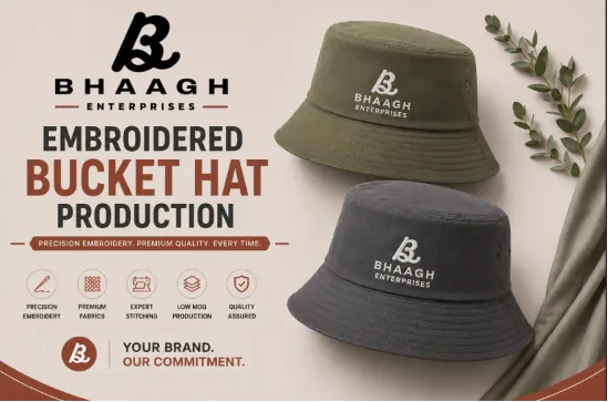 Custom Bucket Hat Manufacturer 9 Baagh Enterprises Embroidered Bucket Hat Production 2