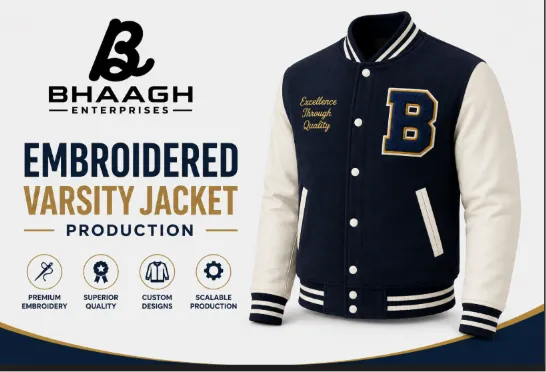 Baagh Enterprises Embroidered Varsity Jacket Production