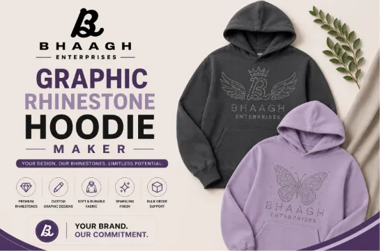 Baagh Enterprises Graphic Rhinestone Hoodie Maker