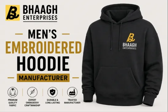 Custom Embroidered Hoodie Manufacturer 8 Baagh Enterprises Mens Embroidered Hoodie Manufacturer