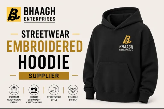 Custom Embroidered Hoodie Manufacturer 4 Baagh Enterprises Premium Embroidered Hoodie Manufacturing