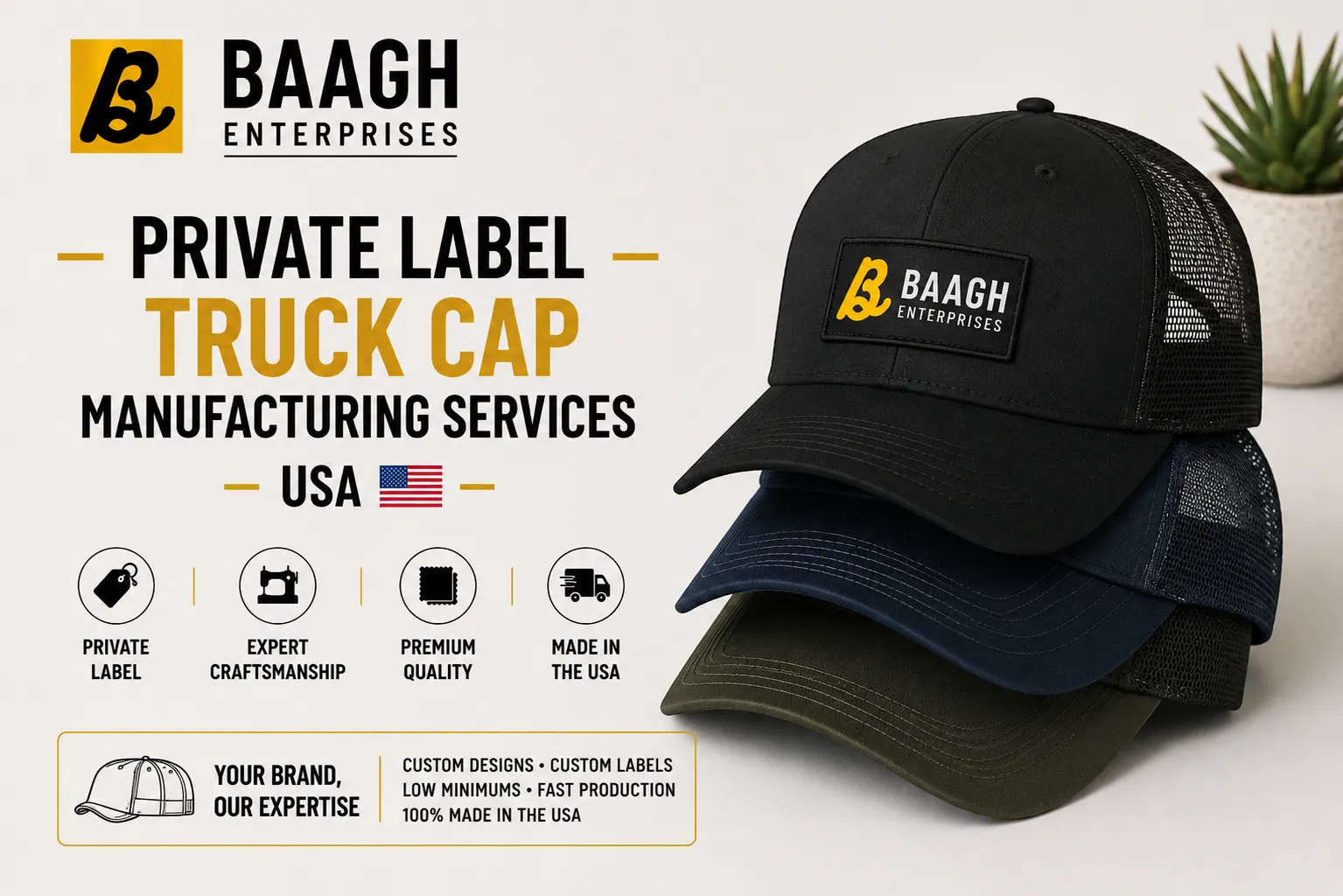 Baagh Enterprises Private Label truck cap Manufacturing Services