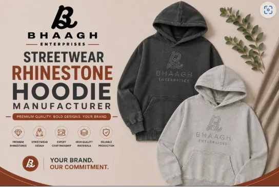 Baagh Enterprises Streetwear Rhinestone Hoodie Manufacturer