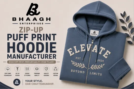 Baagh Enterprises Zip Up Puff Print Hoodie manufacturer