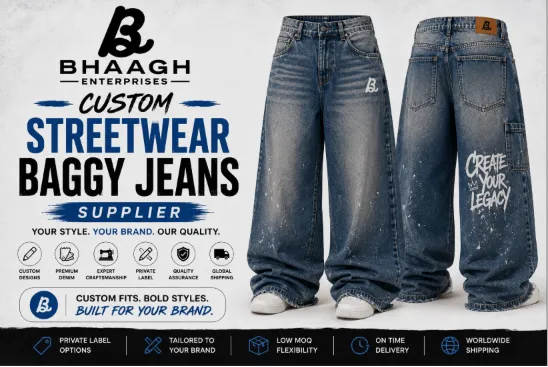 Custom Baggy Jeans Manufacturer 7 Bhaagh Enterprises Custom Streetwear Baggy Jeans Supplier