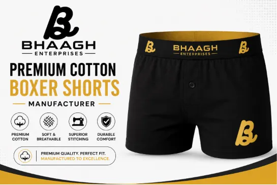 Bhaagh Enterprises Premium Cotton Boxer Shorts Manufacturer