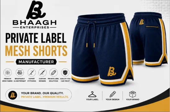 Bhaagh Enterprises Private Label Mesh Shorts Manufacturer