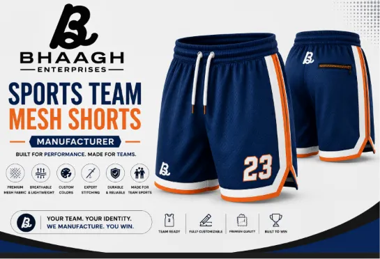 Bhaagh Enterprises Sports Team Mesh Shorts Manufacturer