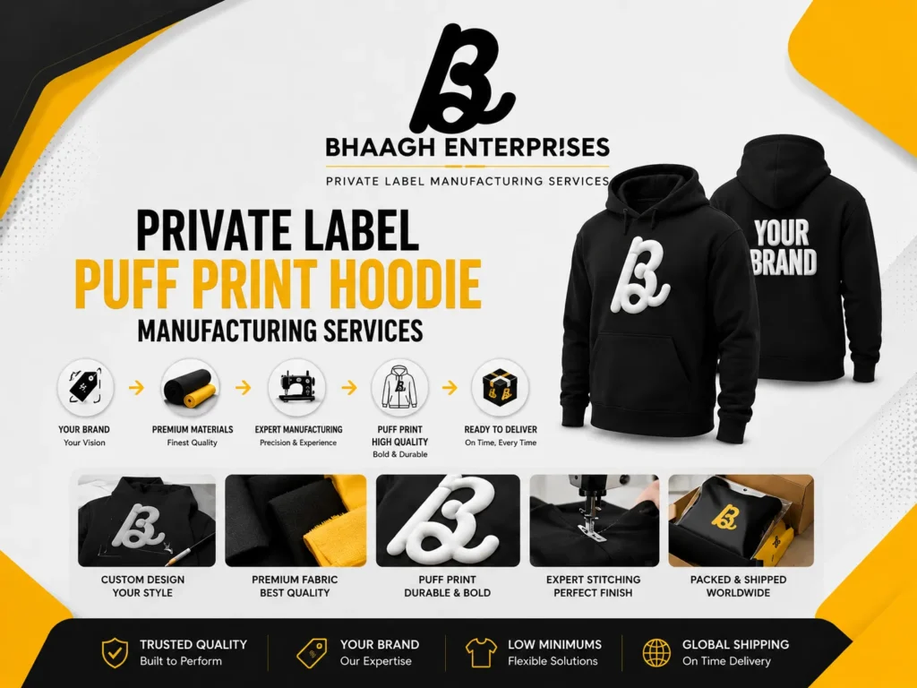 Private Label Puff Print Hoodie  Manufacturing Services